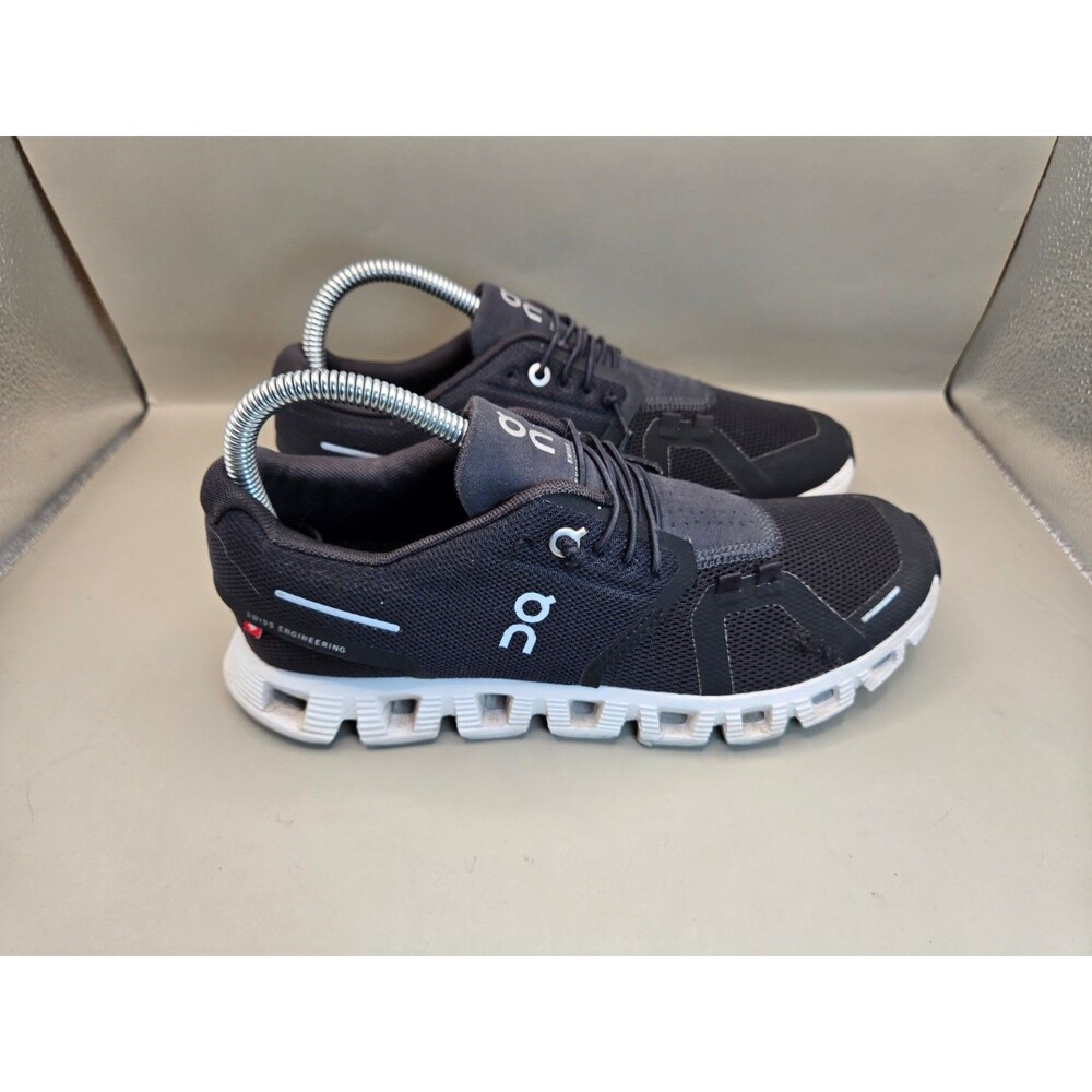 On Cloud 5 Shoes Women's 7.5 Black White Road Running Athletic Workout Sneakers